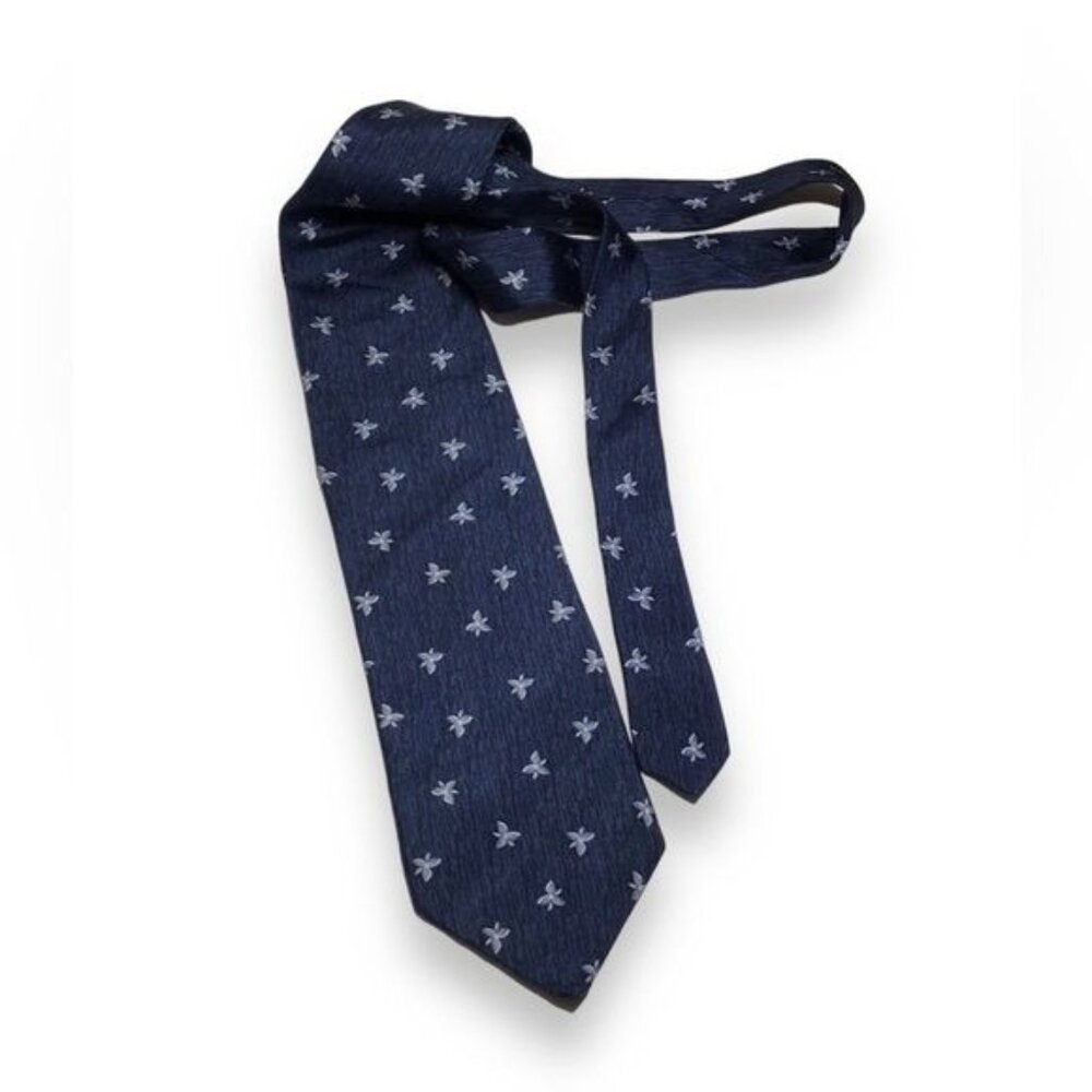 Lord & Taylor Mens 100% Silk Necktie, Blue Floral, 4”x 58”